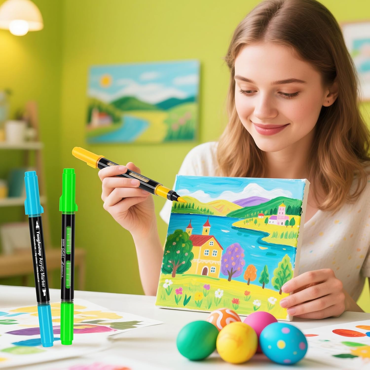 Thumbnail 2 de Tongfushop 60 Colors Acrylic Paint Pens – Dual Tip Markers with Free Ink System