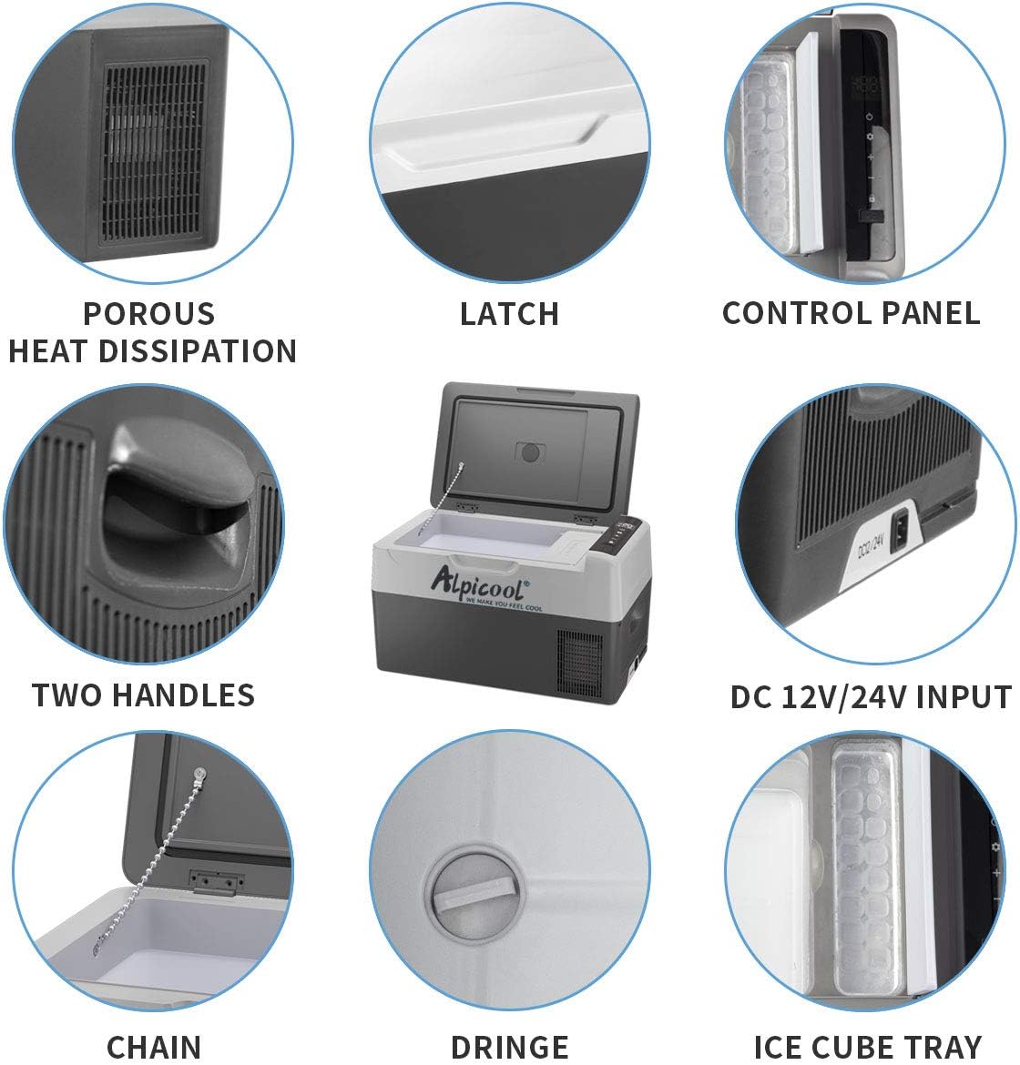 Detalle 2 de Alpicool G22 22L Kompressor-Kühlbox für Auto, Lkw & Boot – Mini-Kühlschrank mit -20 bis 20 °C