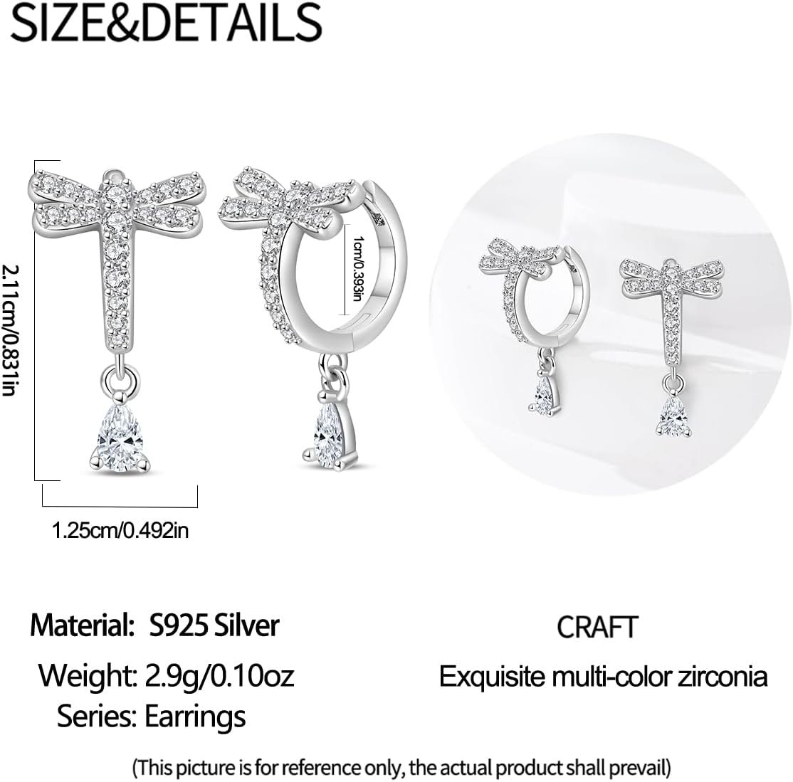 Thumbnail 1 de Vectoflux Damen-Huggie-Ohrringe aus 925 Sterling Silber mit bunten kubischen Zirkonia