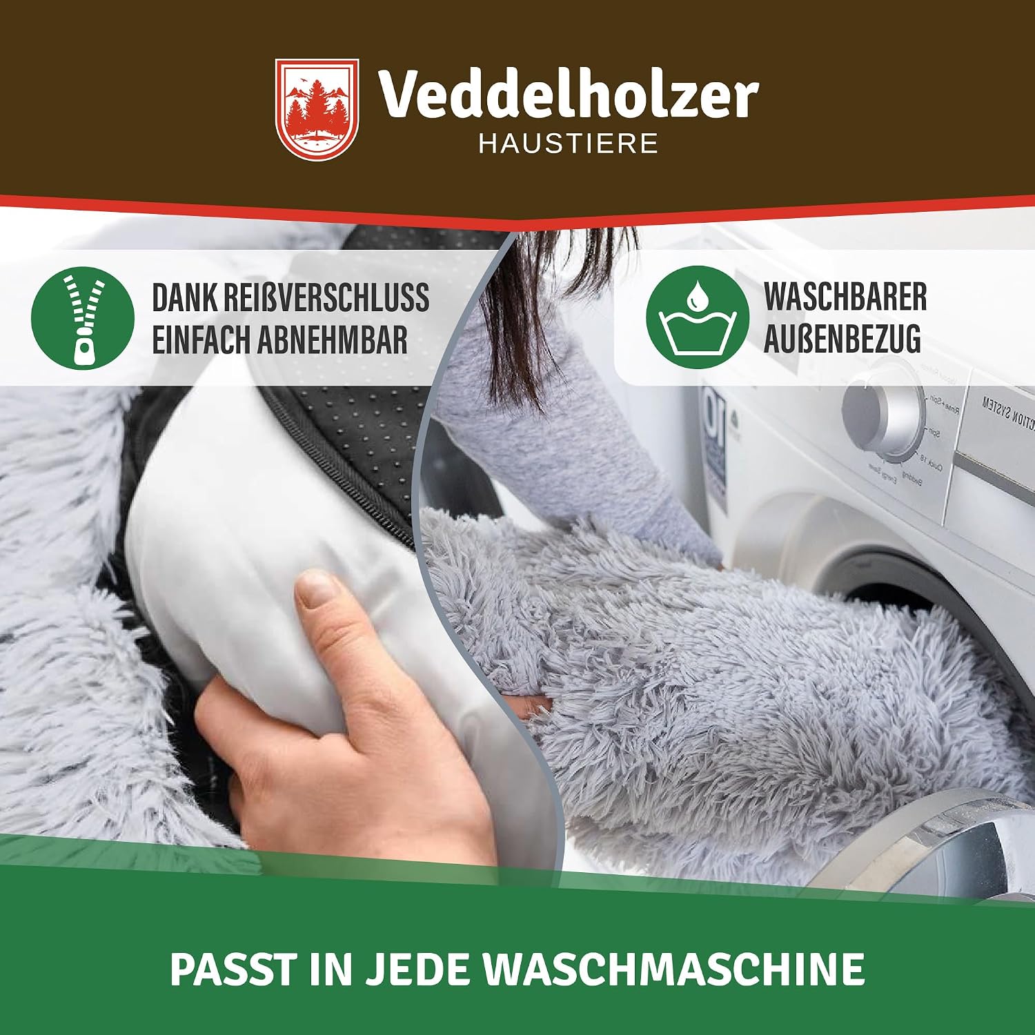 Detalle 2 de Veddelholzer Hundebett Ø60 cm Hellgrau