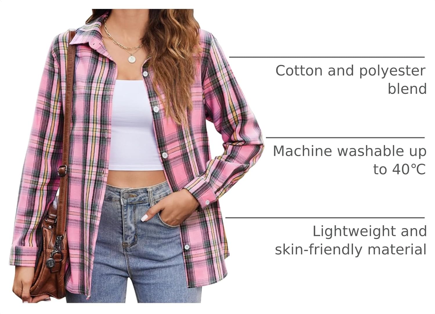 Detalle de Zeagoo Women's Flannel Shirt, Cotton Blend