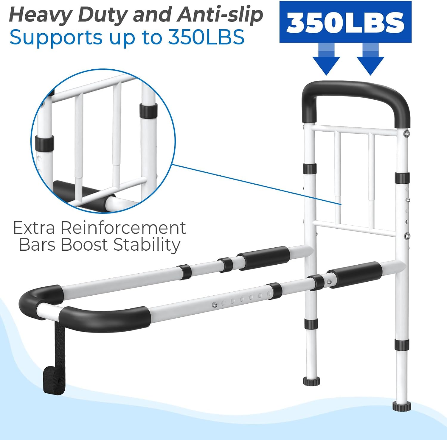 Detalle 2 de BigDolphin GS07 Bed Rail for Seniors, 350 lb Capacity, Adjustable Handle