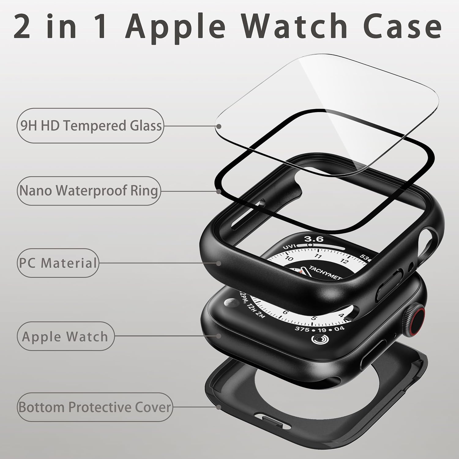 Detalle 2 de Zumyzu YXUFROSEGOLD401 40mm Apple Watch Case with Tempered Glass, Rose Gold