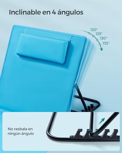 Detalle de SONGMICS Juego de 2 Tumbonas de Playa GCB251Q01: confortables, ligeras y portátiles para exterior
