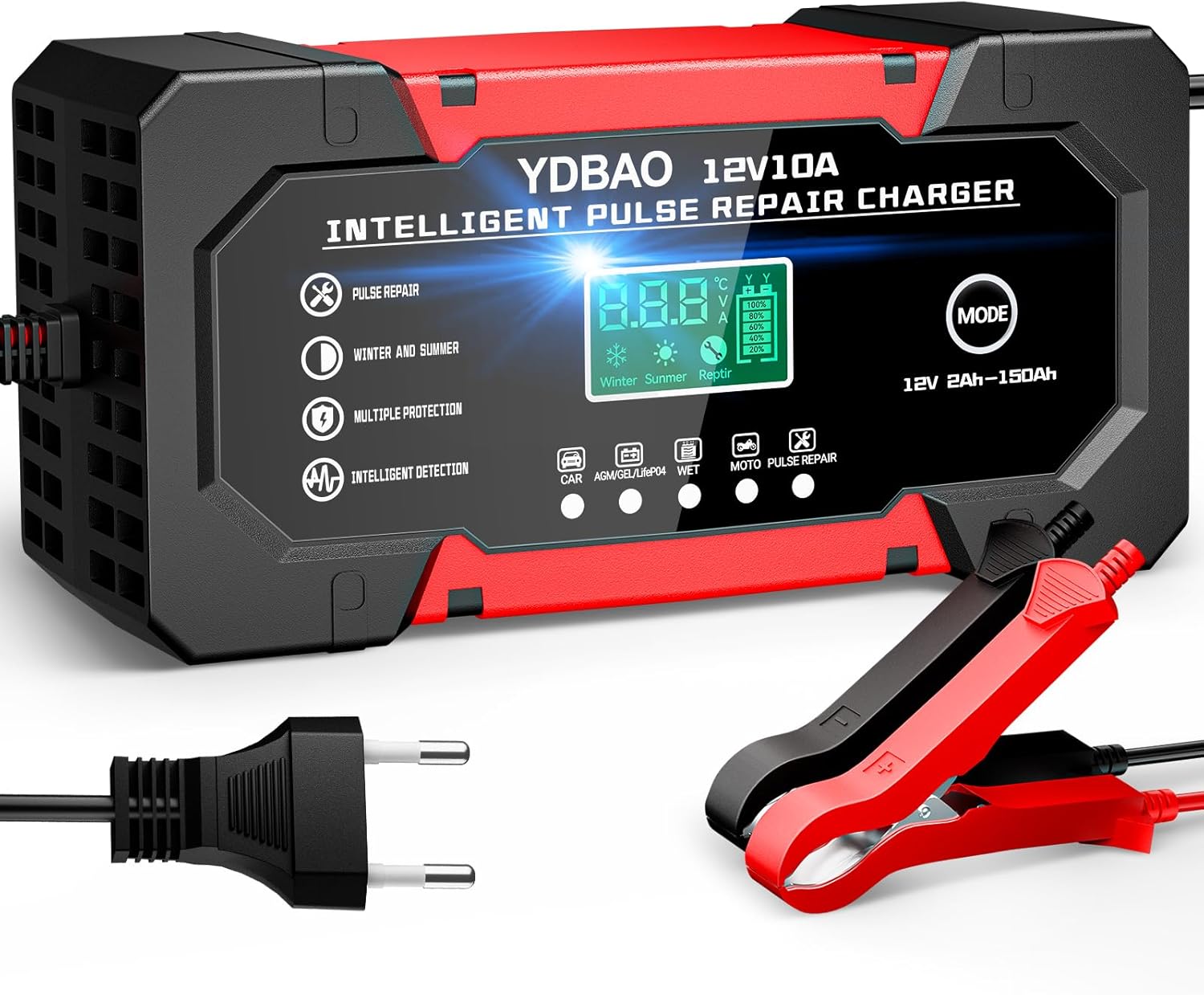 YDBAO Cargador baterías 12V 10A