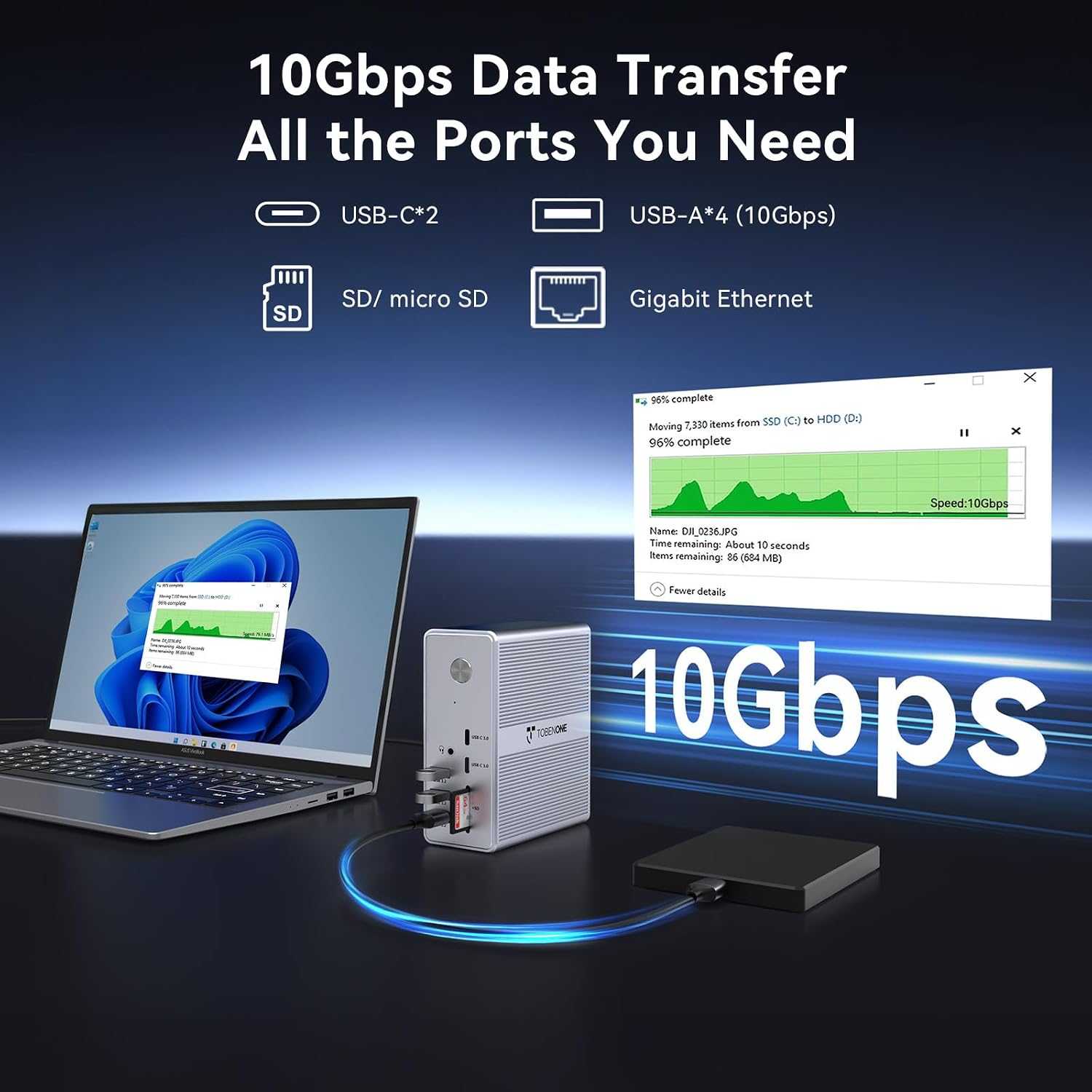 Thumbnail 5 de TobenONE DisplayLink Triple 4K Docking Station 120W