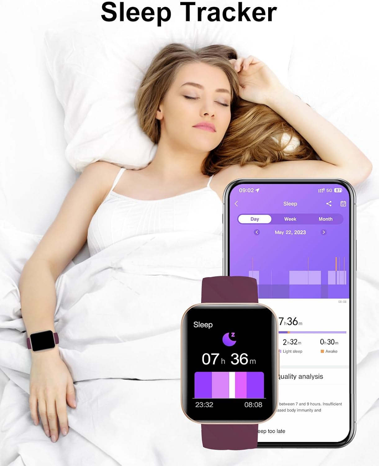 Detalle 2 de Dakofied Smartwatch donna con chiamate Bluetooth e cardiofrequenzimetro