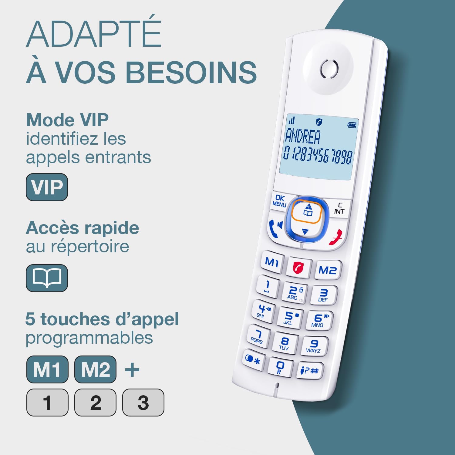 Detalle de ALCATEL F530 Voice Duo — Téléphone Fixe Sans Fil DECT avec Répondeur et Grand Écran