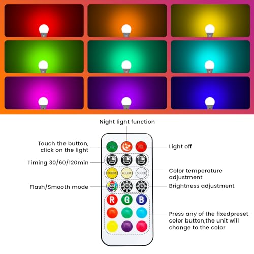 Thumbnail 2 de BOBOPAI Bombilla LED recargable USB tipo E27 RGB con mando, 8W y control táctil