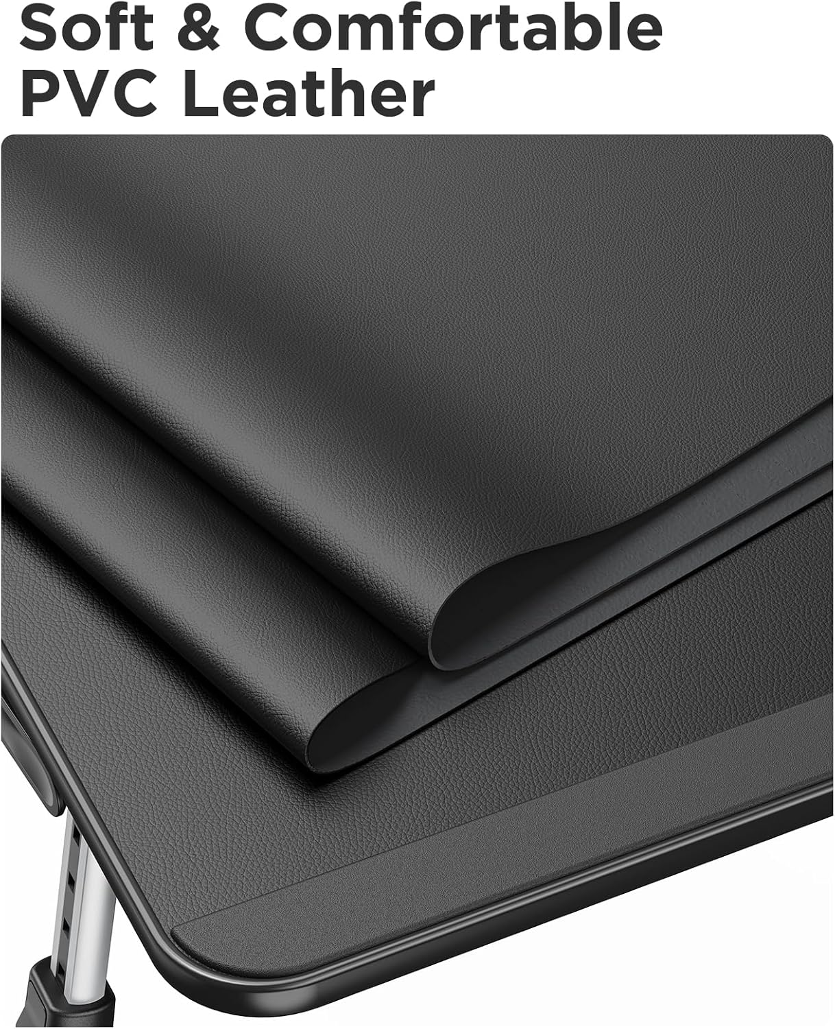 Detalle de SAIJI Leather Laptop Bed Tray Table (Adjustable Lap Desk with Removable Stopper) - Medium, Black