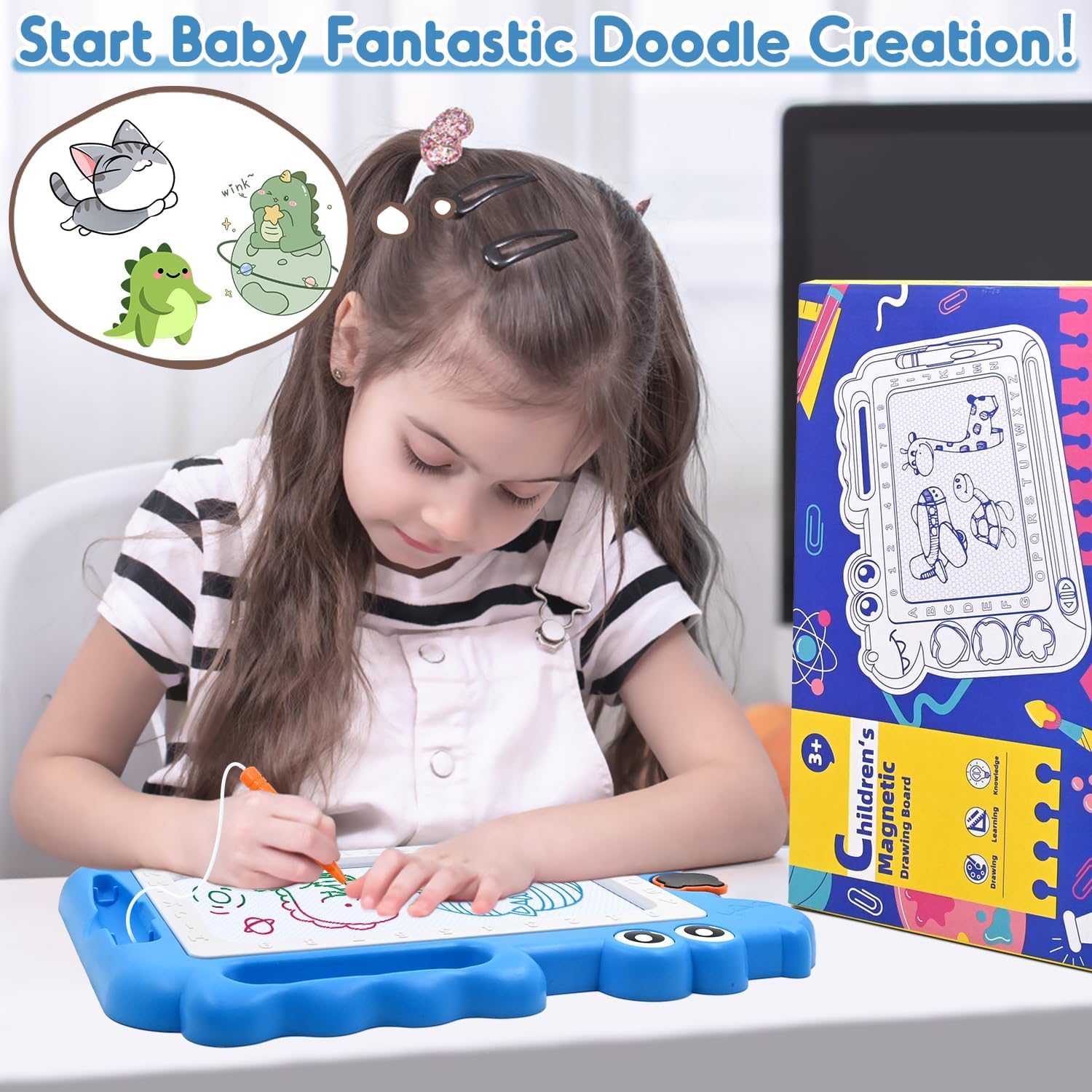 Thumbnail 6 de AiTuiTui Dinosaurier Maltafel Zaubertafel – Magnetische Zeichentafel für Kinder von 3–7 Jahren (Blau)