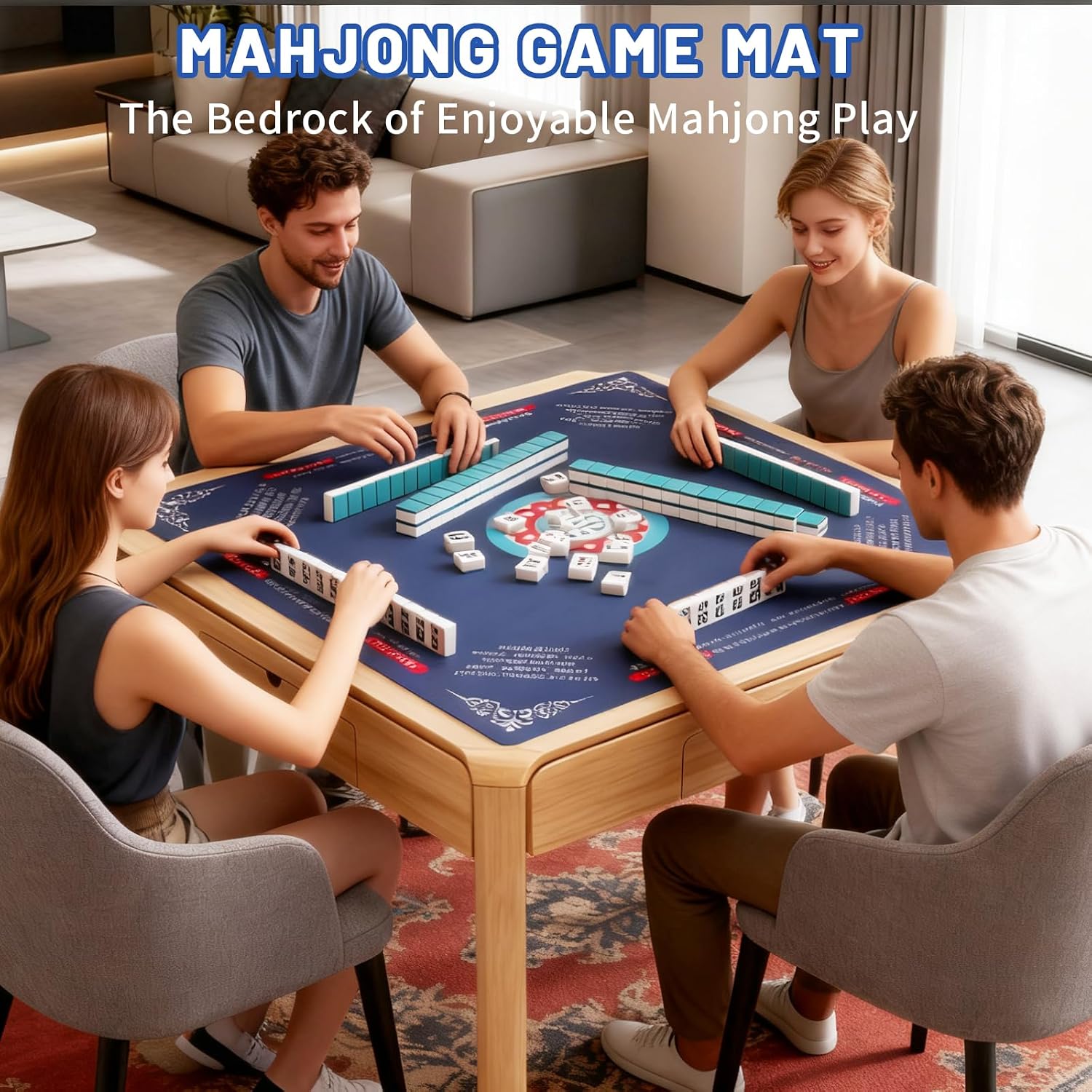 Thumbnail 4 de Linoows Mahjong Mat 31.5x31.5 Inch ๐ฒ