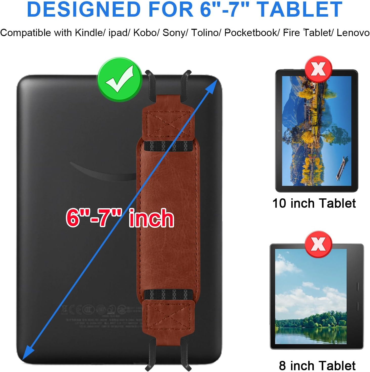 Thumbnail 1 de HoYiXi Universal Soft Hand Strap 6-7 Zoll E-Reader – elastischer Handgurt, kompatibel mit Paperwhite, Kobo, Sony, Tolino und mehr
