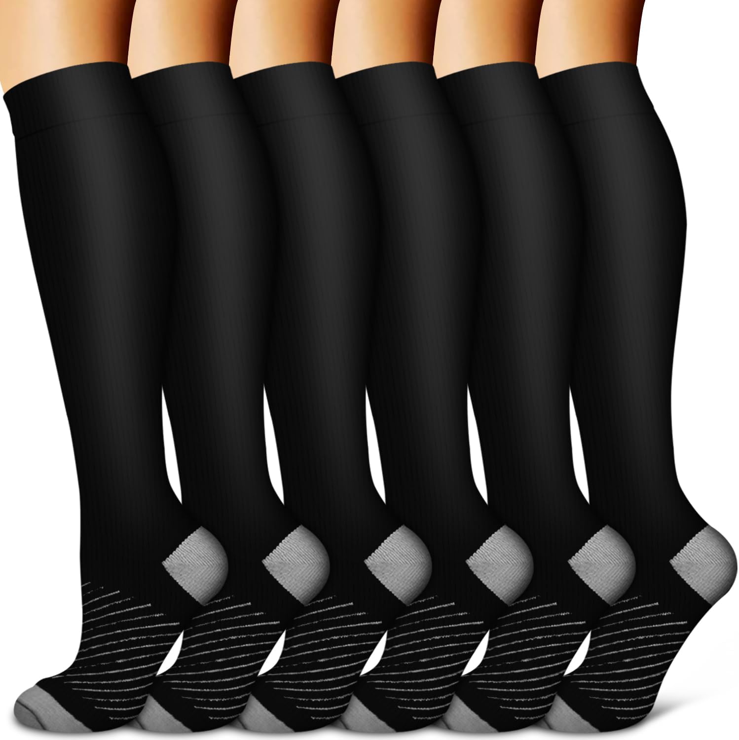Thumbnail 6 de Copper Compression Socks for Women & Men (6 Pairs) — Support for Nurses, Running, Hiking, and Recovery