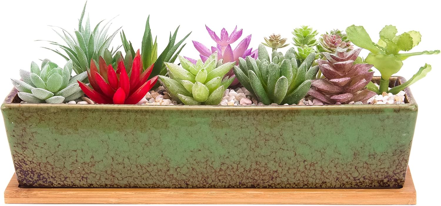 Thumbnail 6 de ARTKETTY doniczka ceramiczna 30 cm na sukulenty, niebieska z odpływem i tacką