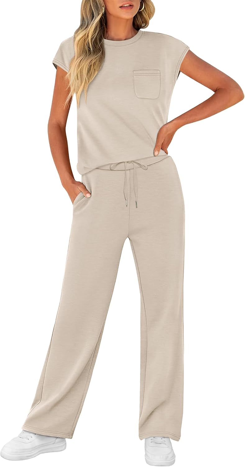Thumbnail 2 de WIHOLL 2 Piece Sets for Women: Casual Summer Cap Sleeve Lounge Set