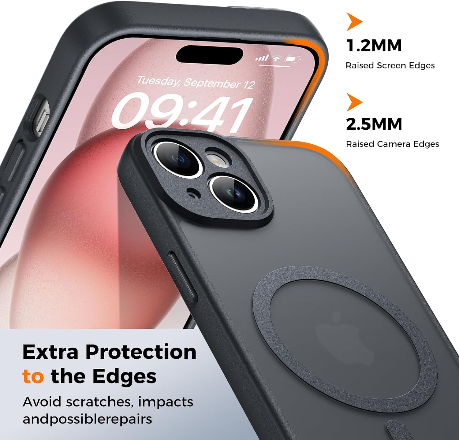 Detalle 2 de EASDNB Hülle für iPhone 15 mit MagSafe und Kameraschutz – magnetische Handyhülle in Schwarz