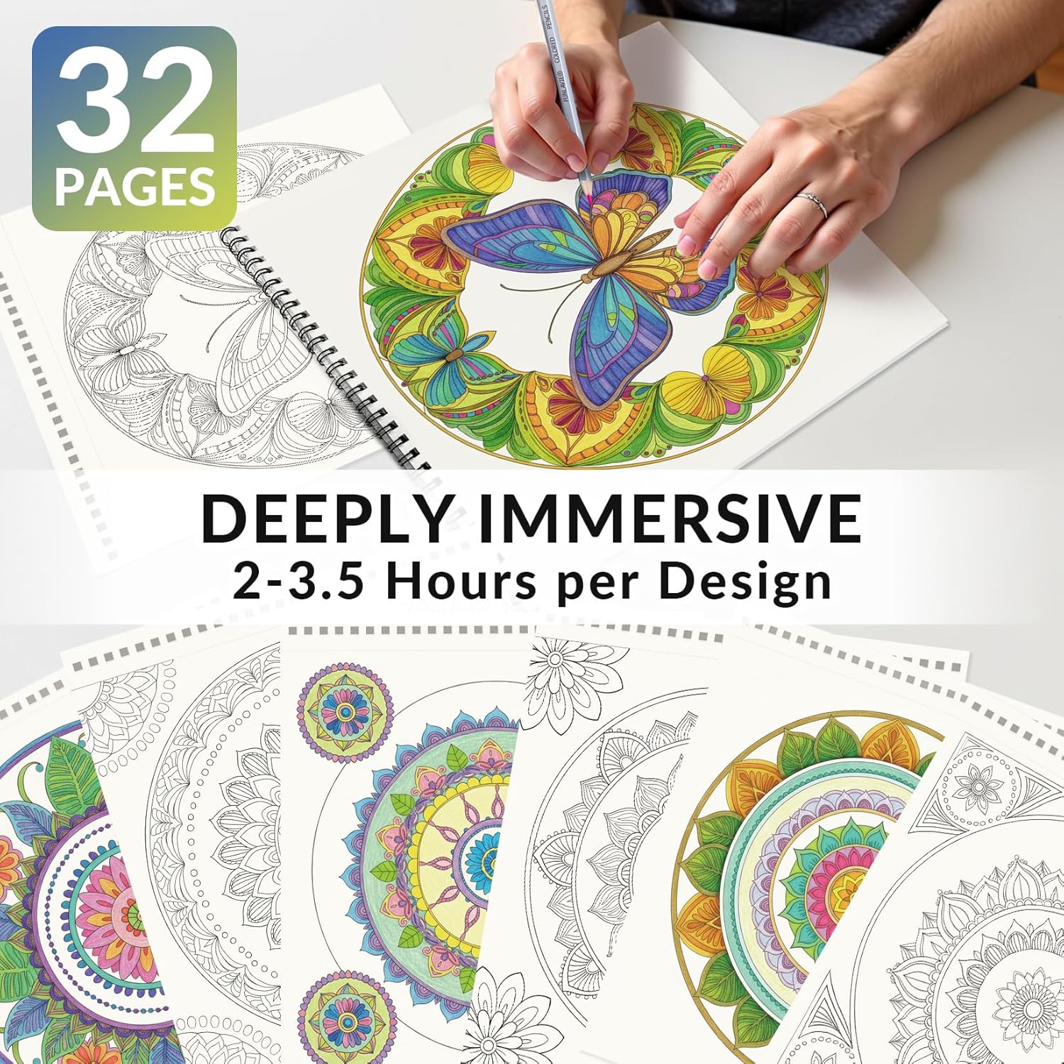Thumbnail 2 de FUNLAVIE Adult Colouring Book Mandala: Relaxation and Mindfulness in a Spiral Bound Classic Collection