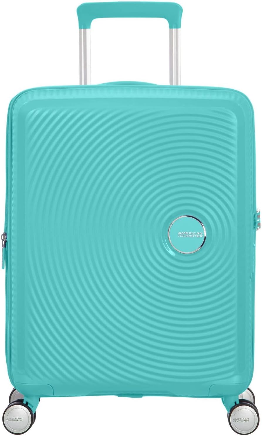 Detalle de American Tourister Soundbox Spinner S erweiterbar 55 cm (Poolside Blue) – Handgepäck mit TSA-Schloss