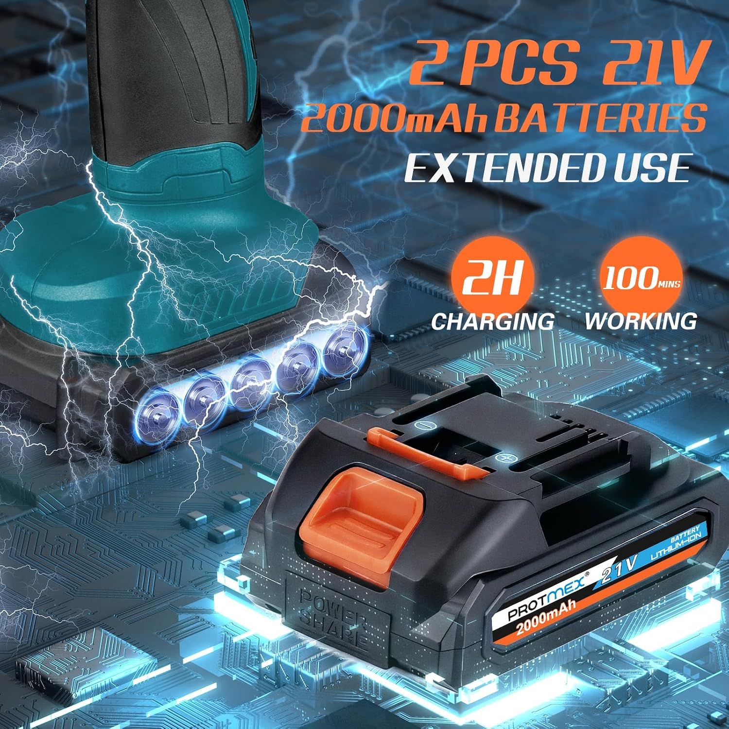 Thumbnail 1 de Cordless Car Buffer Polisher – 6IN Kit with 2x 21V Batteries and 6-Speed control