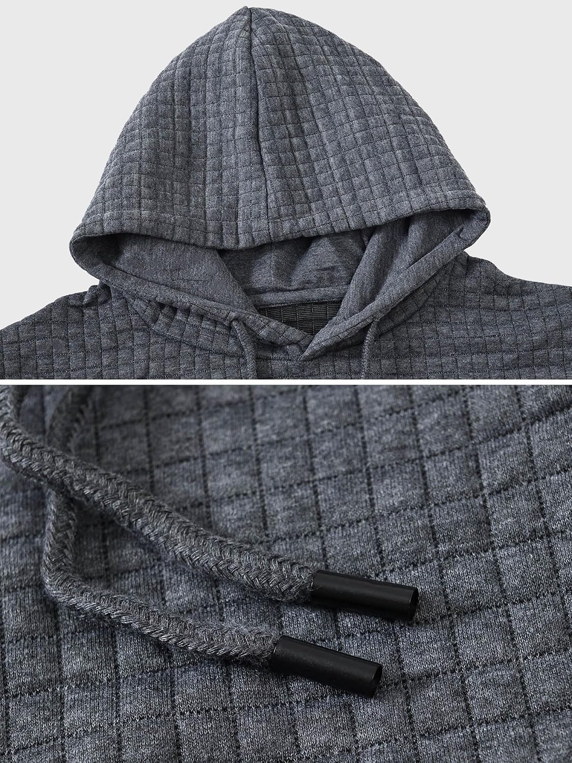 Detalle 2 de YuKaiChen Herren Kapuzenpullover mit gebürstetem Fleece innen und Kordelzug