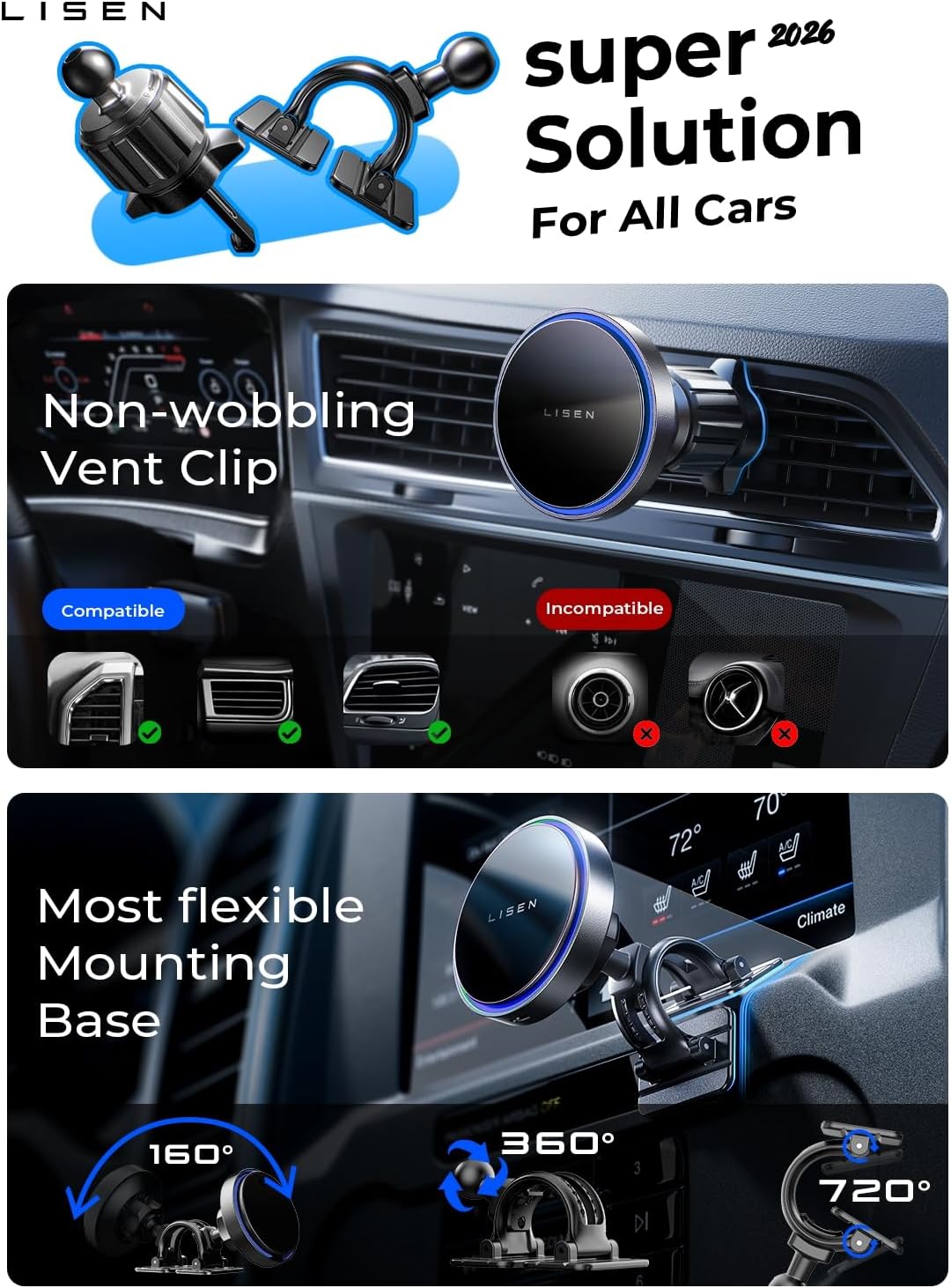 Detalle 2 de LISEN 15W MagSafe Car Mount Charger