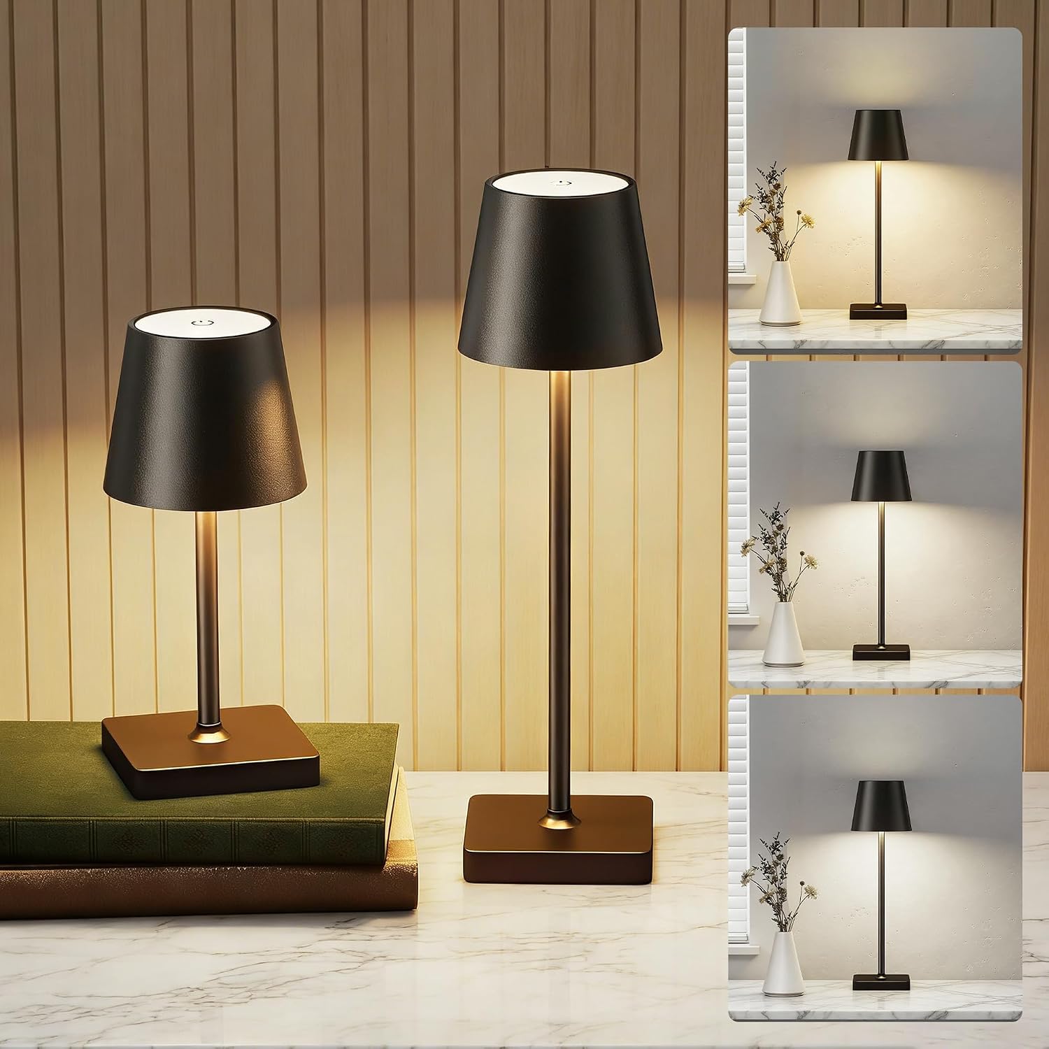 Thumbnail 6 de FIONSUN TL002-GD2P-FNCA Cordless LED Table Lamp, Touch Dimming, Black