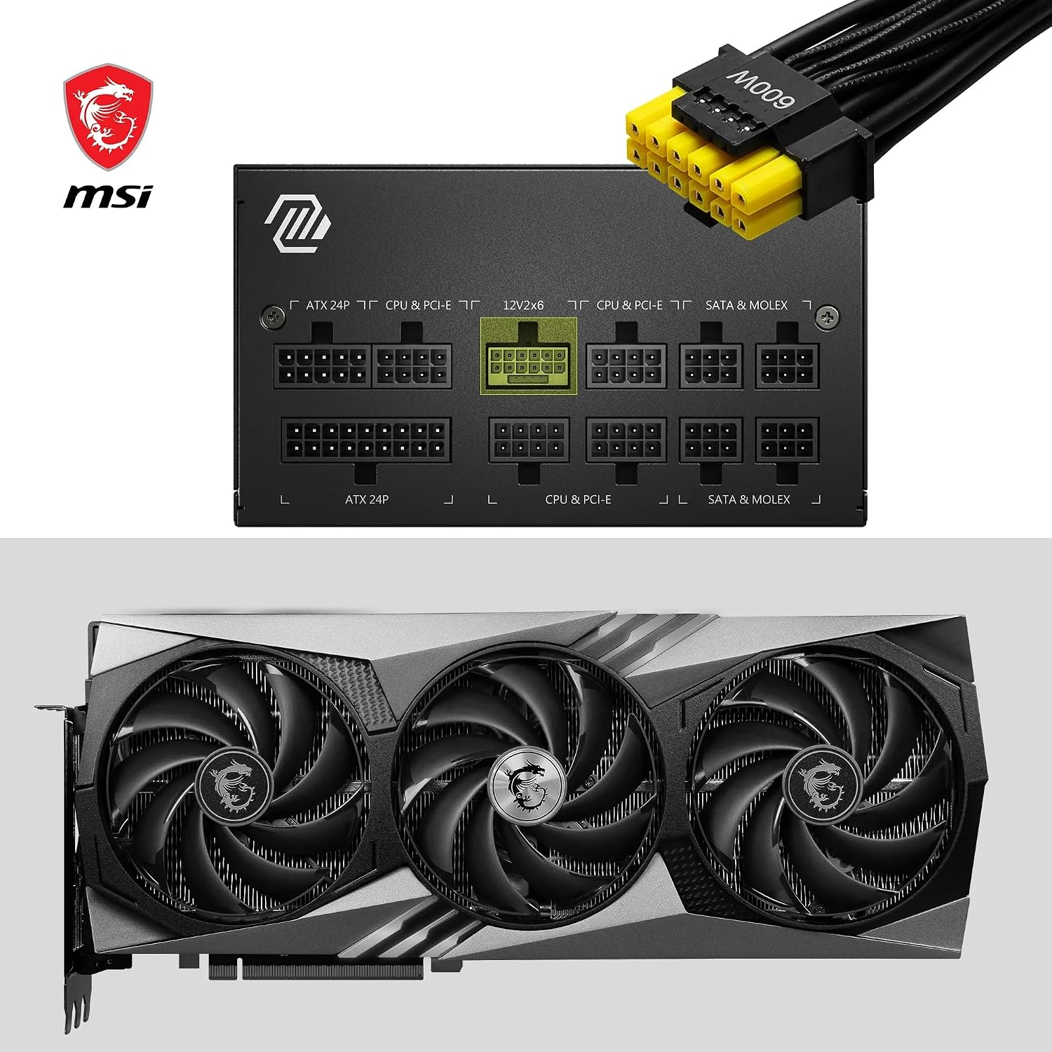 Detalle de MSI MAG A850GL PCIE5 Netzteil – 850W, 80 Plus Gold, voll modular, ATX 3.0, PCIe 5.0 Unterstützung