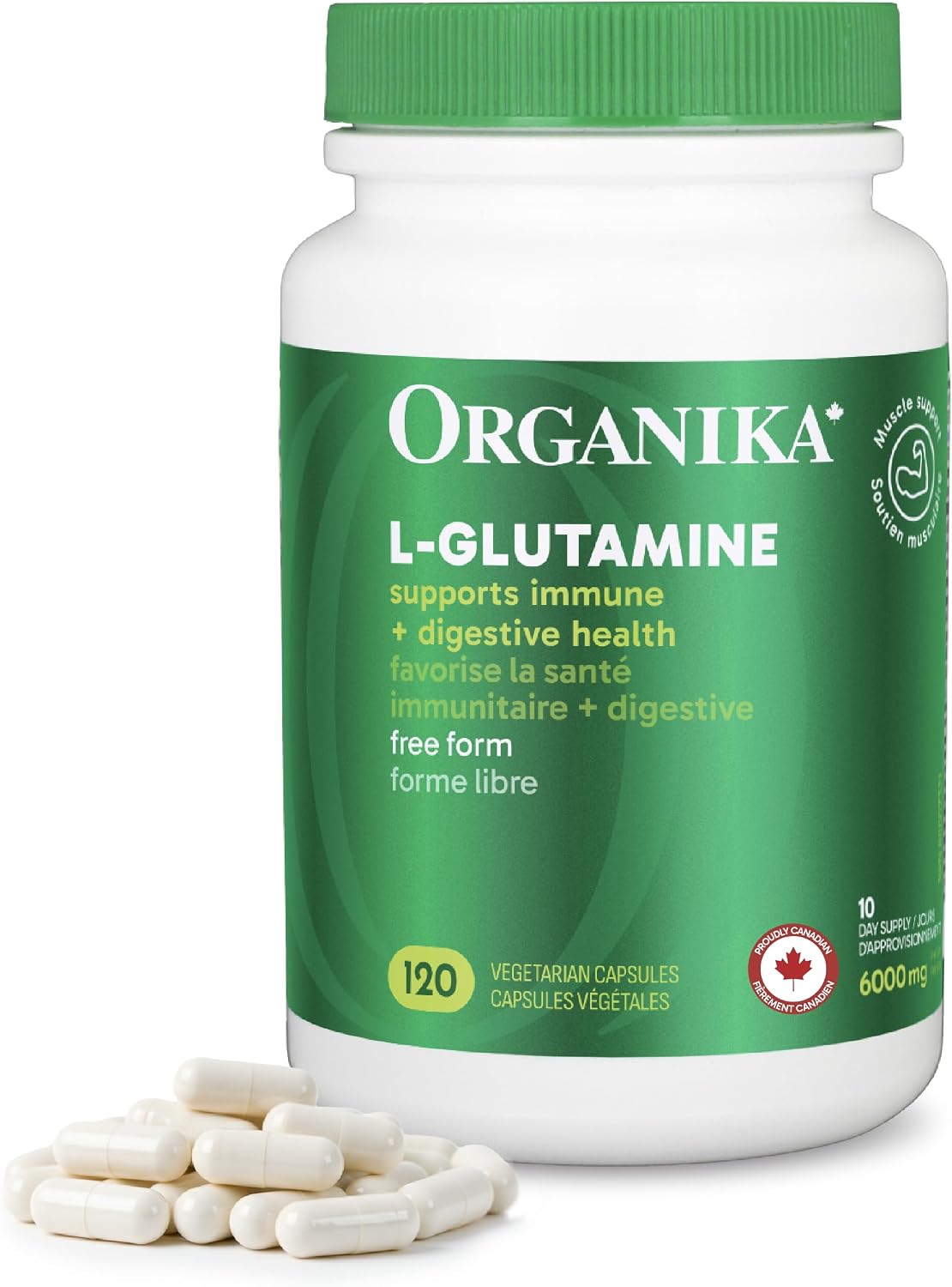 Detalle de Organika L-Glutamine 500 mg, 120 Vegetarian Capsules, Canadian-Made