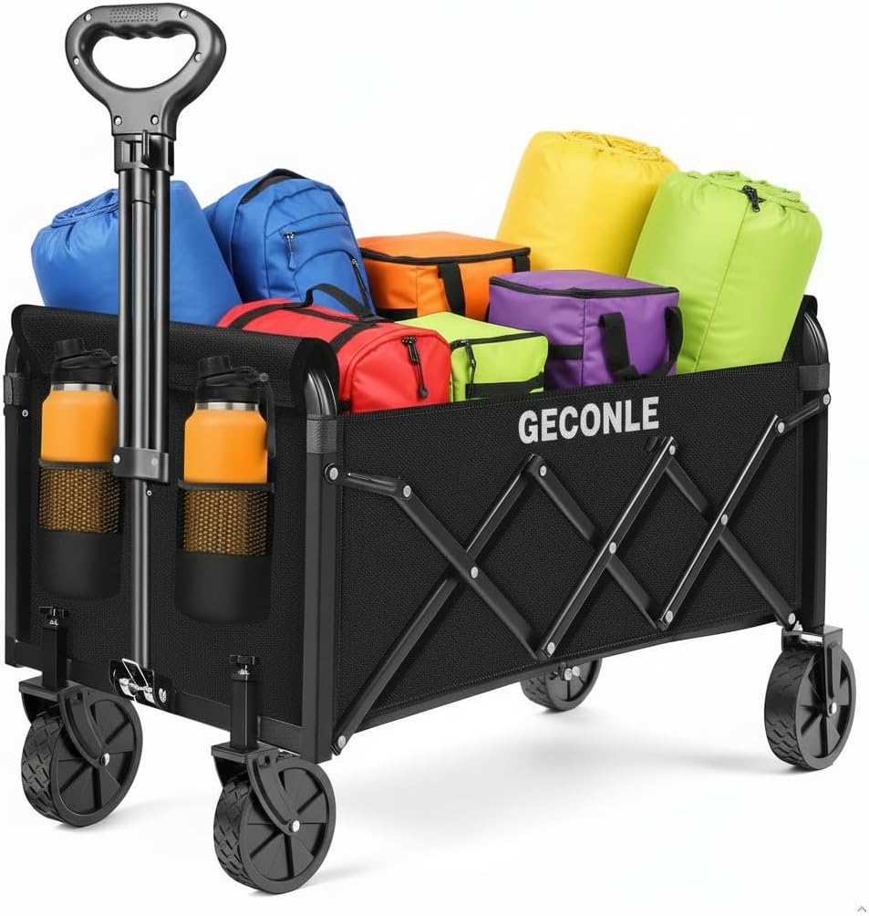 Detalle de Carrello Pieghevole su Ruote 100L 100KG di GECONLE – Trasporto pratico per picnic, festival e giardino