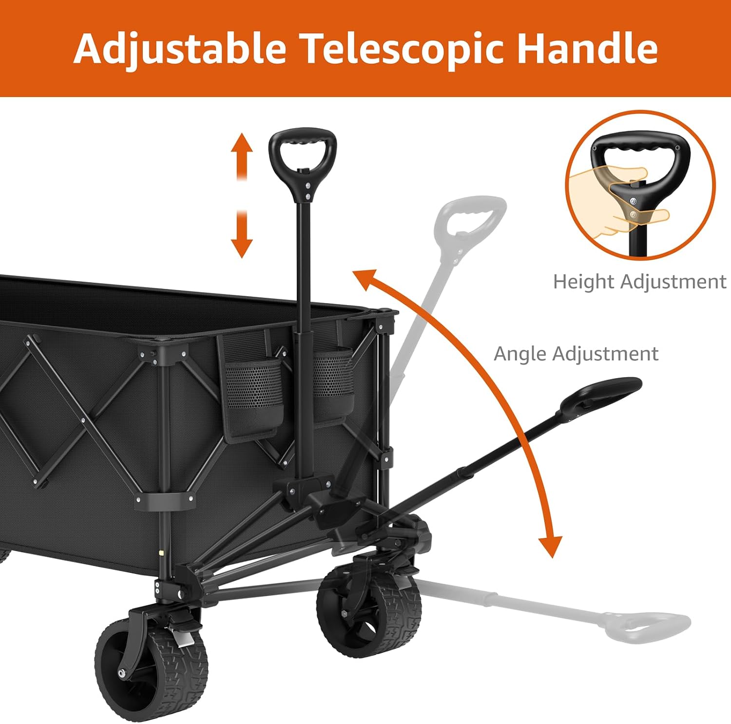 Detalle 2 de HAAGEEP pld003 Folding Utility Wagon Cart, 600 lb Capacity, All-Terrain Wheels