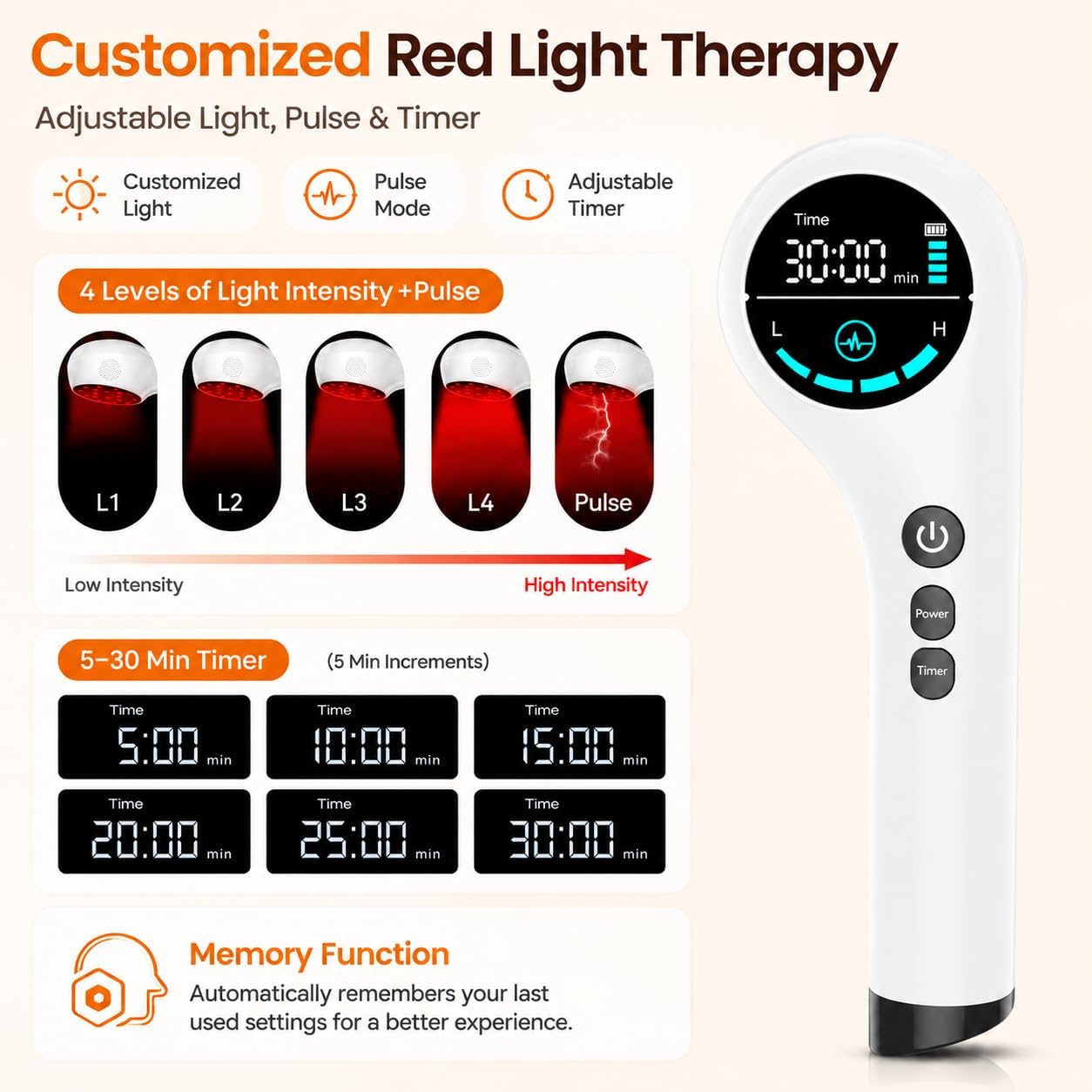 Detalle de Red Light Therapy Wand 808/660nm