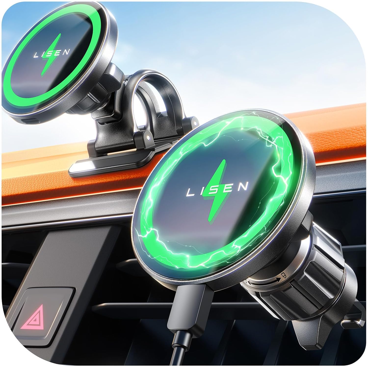 LISEN 15W Cargador Magsafe Coche 15W