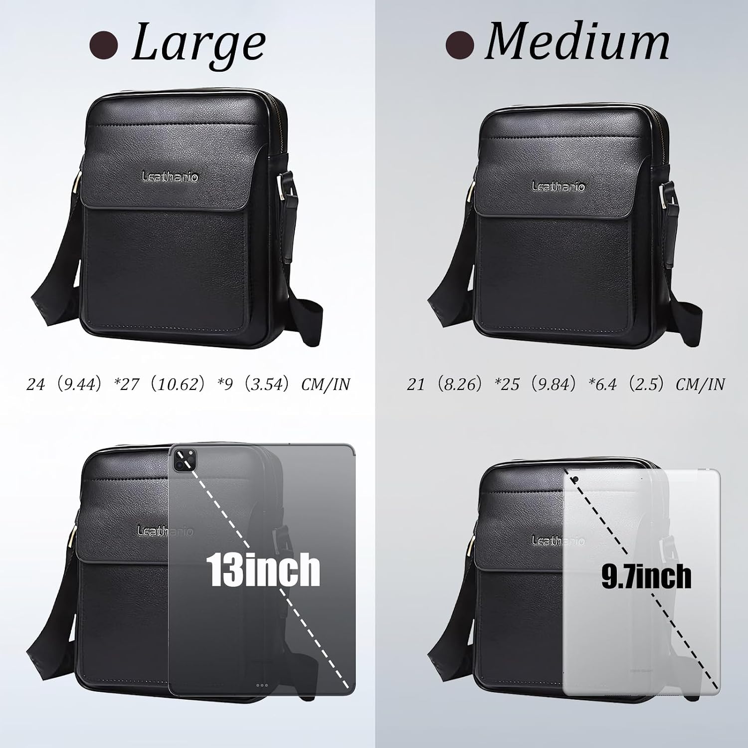 Thumbnail 1 de Leathario Men’s Vegan Leather Shoulder Bag – Small Cross Body Messenger for Work, Travel & Daily Use