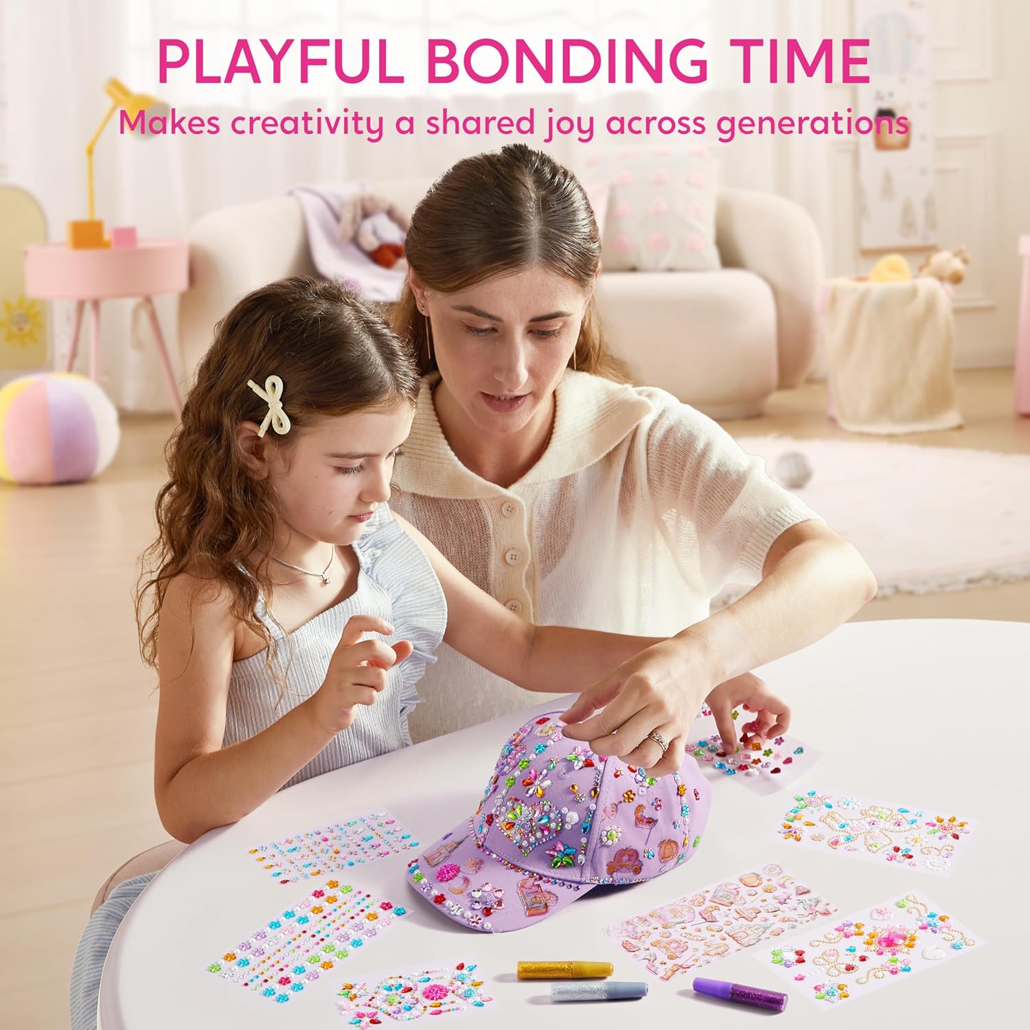 Thumbnail 5 de Klever Kits DIY Baseball Cap Craft Kit (Gifts for Girls Ages 5–12) — Decorate Your Own Hat with Gem Stickers