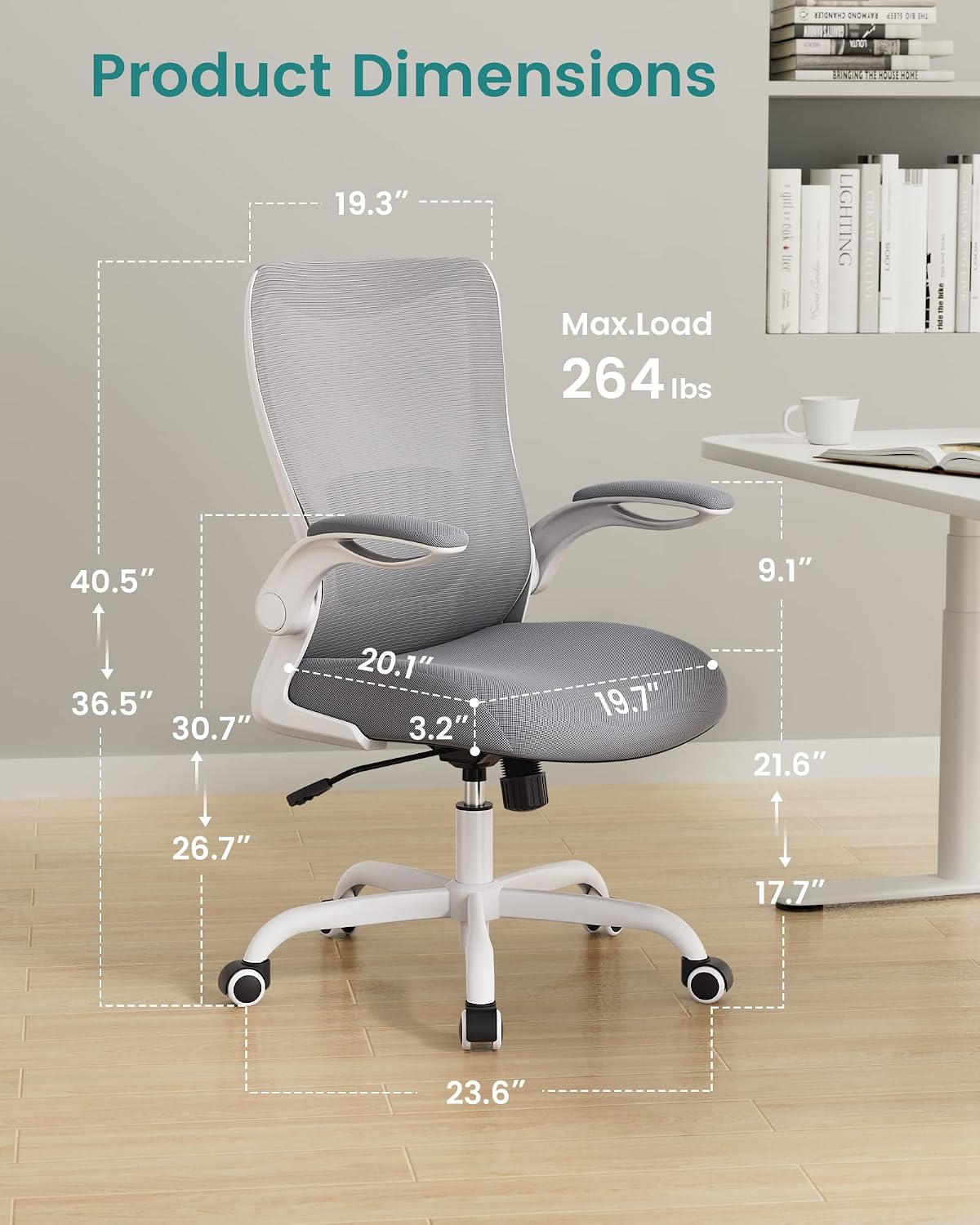 Detalle 2 de MUXX.STIL Ergonomic Office Chair with Adjustable Lumbar Support and Flip-Up Arms