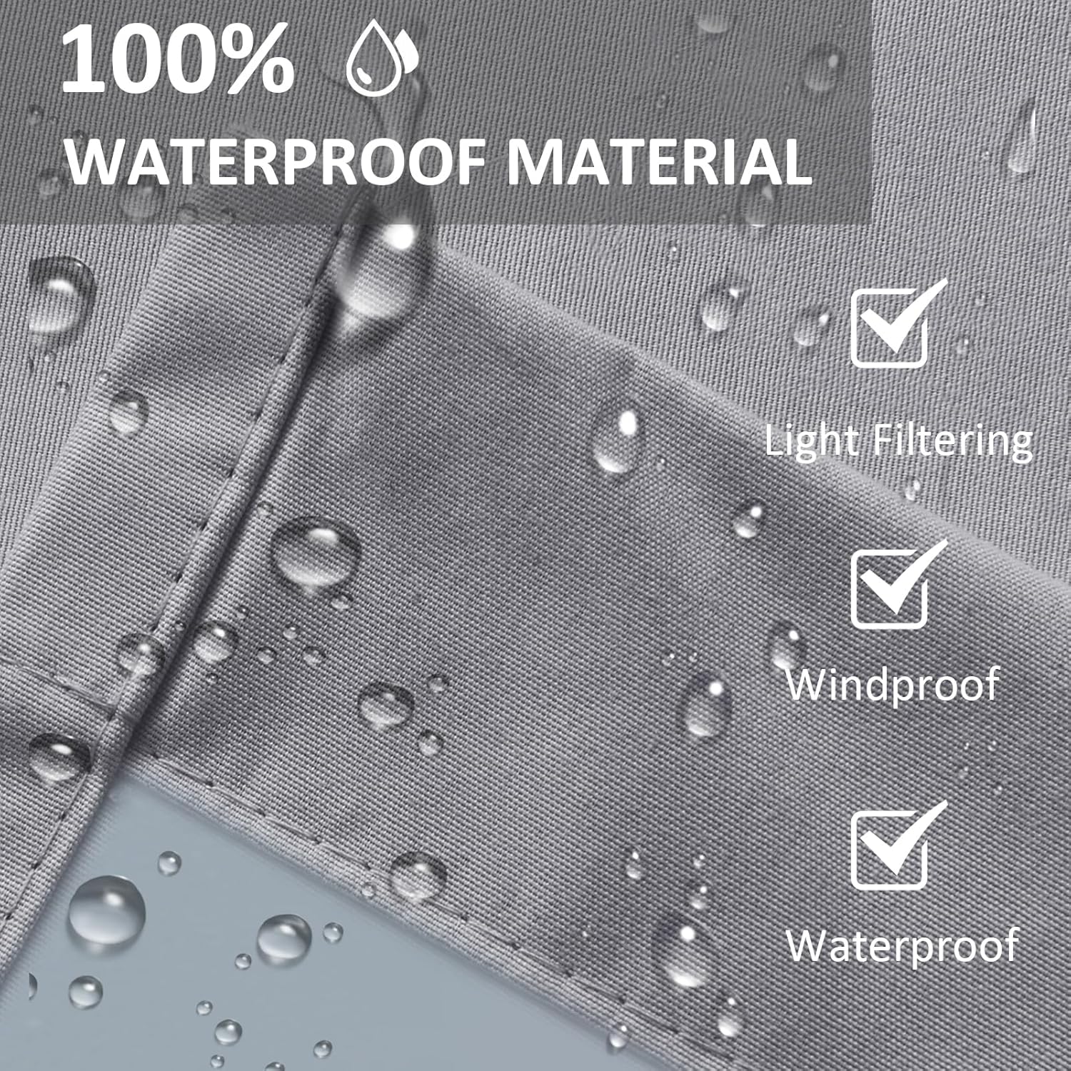 Thumbnail 1 de LiveGo Outdoor Curtains Waterproof with Grommet (Top and Bottom) – 2 Panels, Light Grey, 140 × 275cm