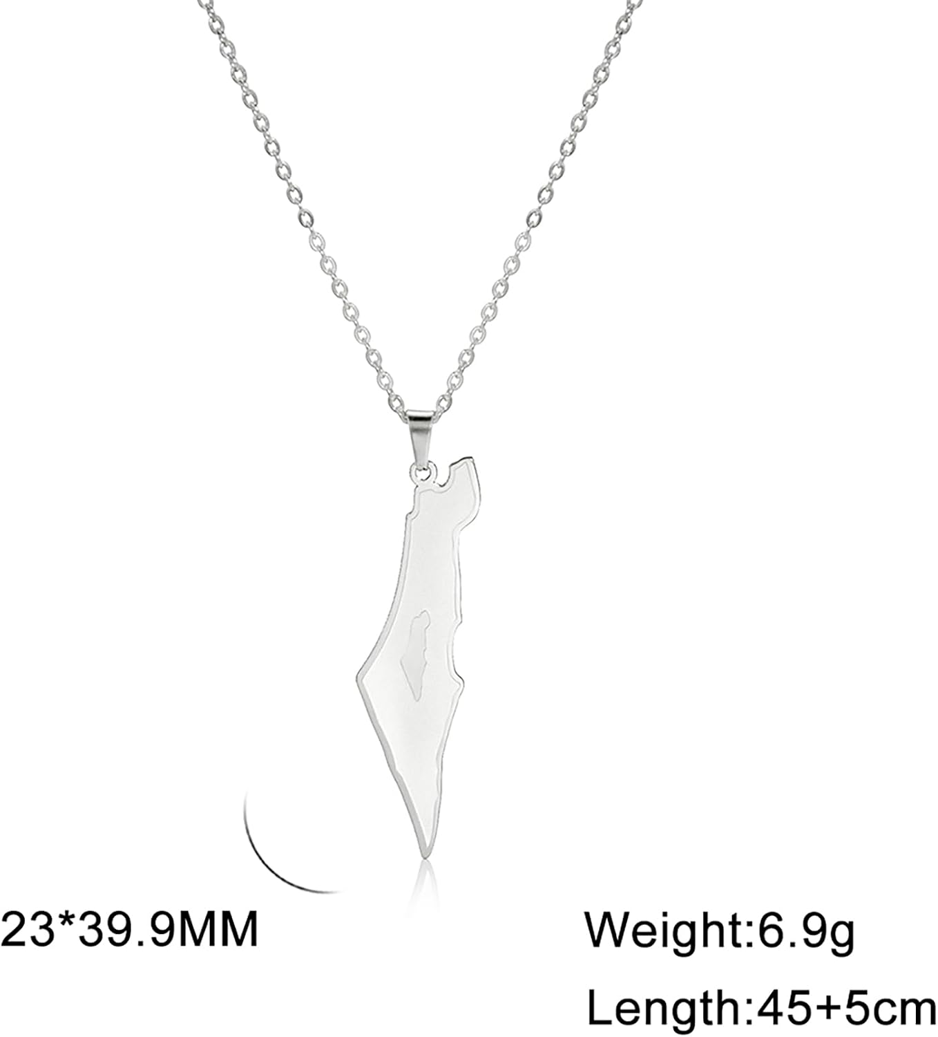Detalle de EUEAVAN Palästina-Halskette mit Karten-Anhänger aus Edelstahl (Statement-Schmuck)