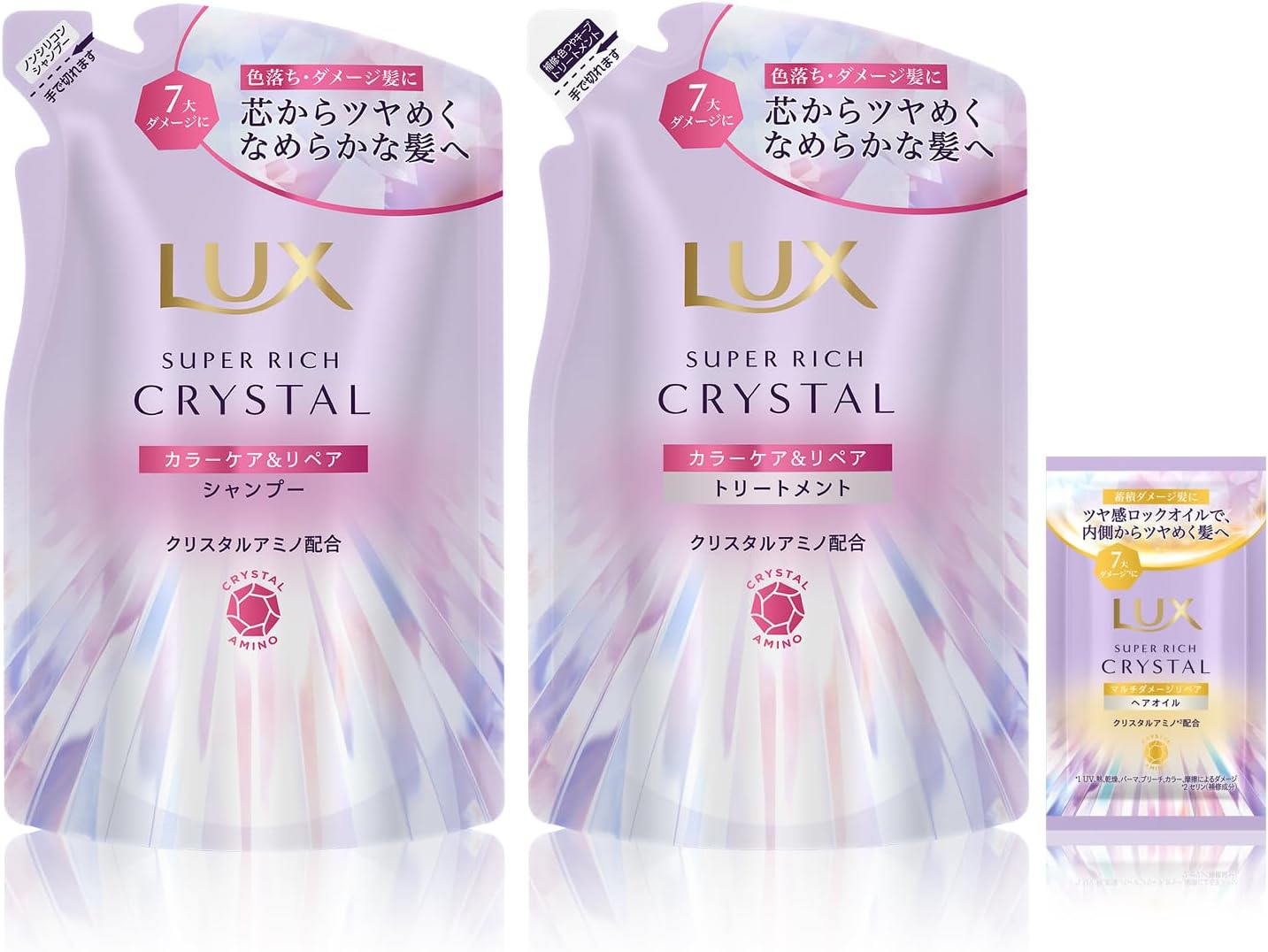 Detalle de LUX(ラックス)クリスタル カラーケア&リペア シャンプー・コンディショナー詰め替えペア