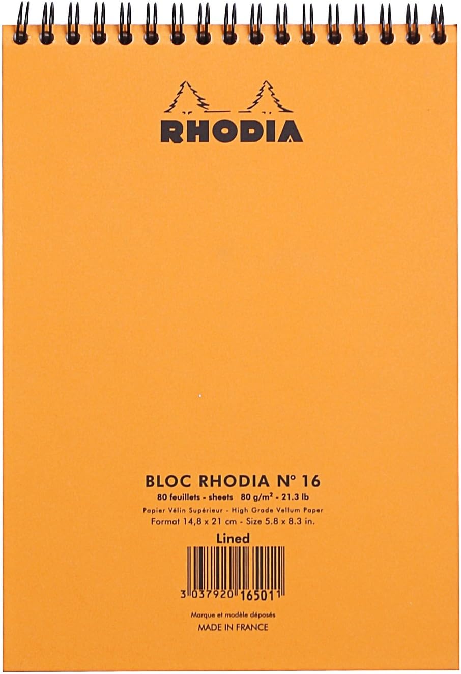 Thumbnail 2 de RHODIA 16501C Bloc-notes à spirale orange (A5) – 80 feuilles détachables, papier Clairefontaine 80 g/m²