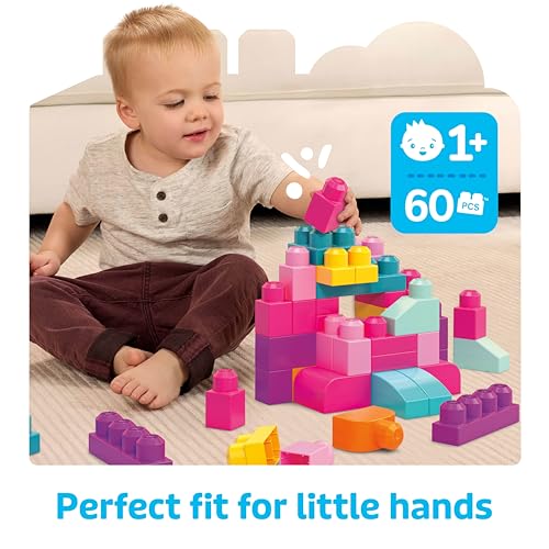 Detalle de MEGA BLOKS Big Building Bag: 60 big blocks, storage bag and pink playset for ages 1+