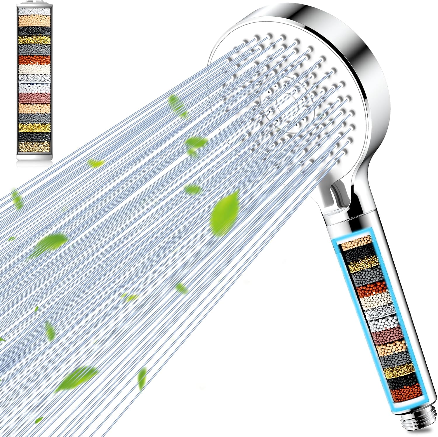 Detalle de Magichome Hard Water Filter Shower Head with 20-Stage Filter and 5 Spray Modes