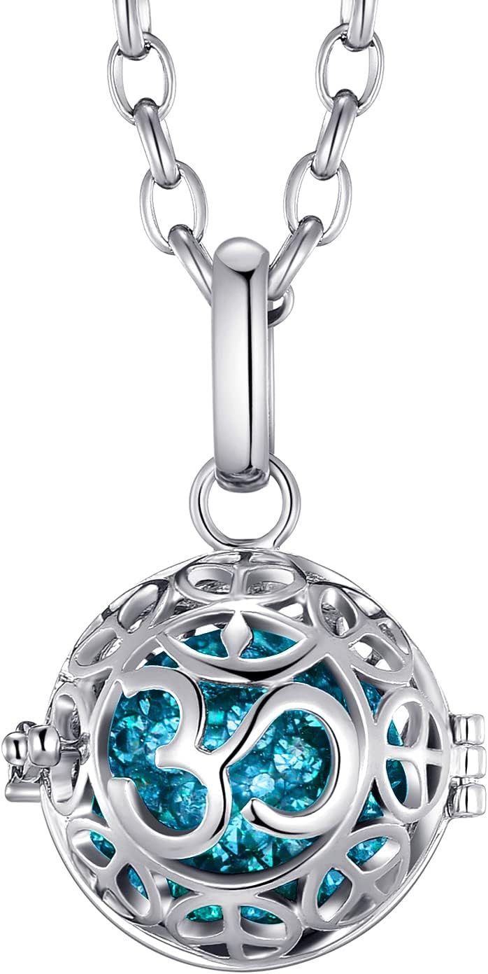 Detalle de Morella Catenina Donna Angelo Custode in Acciaio Inox 70 cm con Ciondolo Om Mantra e Sfera zirconi Ø 16 mm