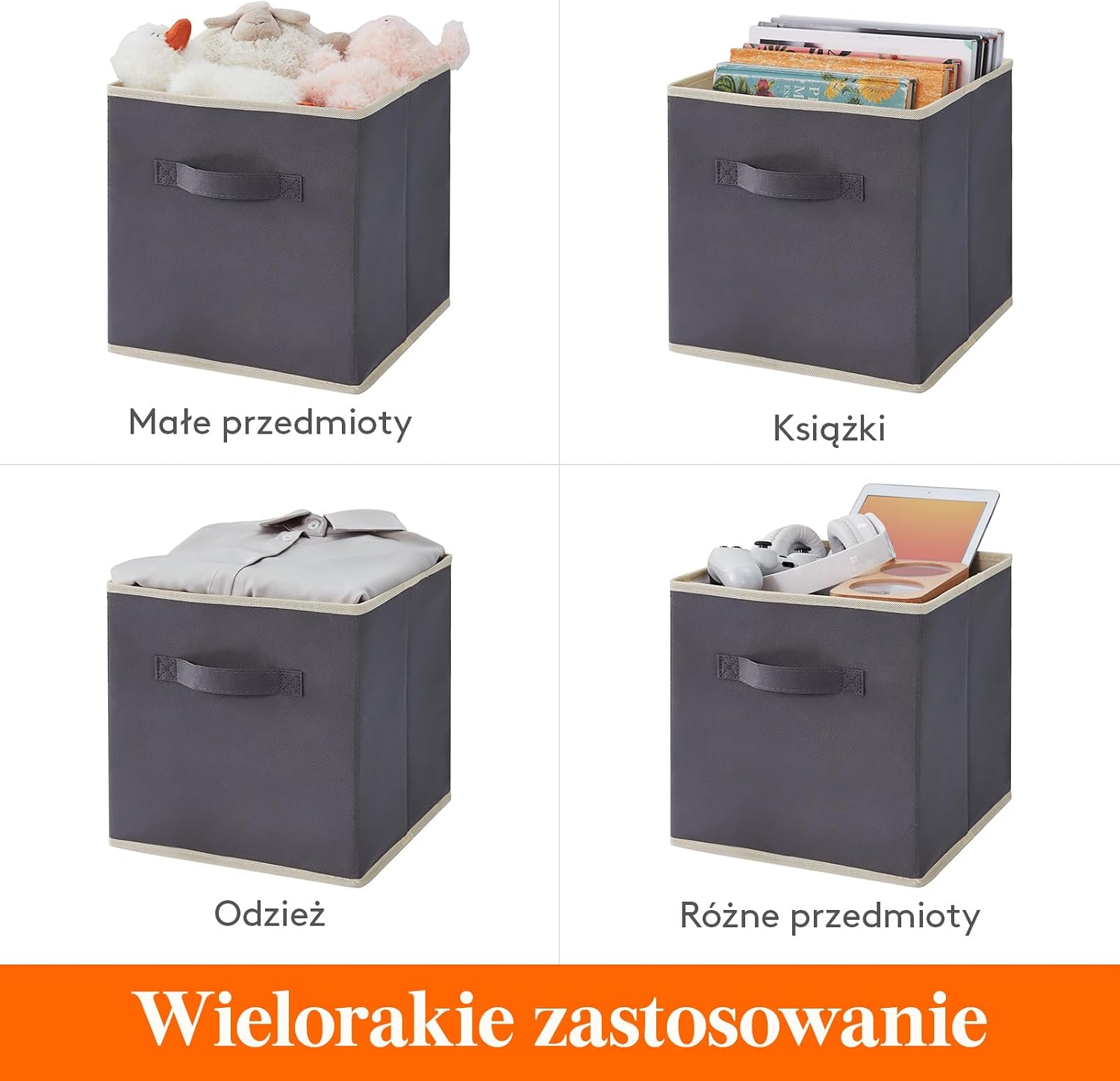 Thumbnail 3 de Lifewit 23075 – składane kosze do przechowywania 33 × 33 × 33 cm, 12 szt., szare