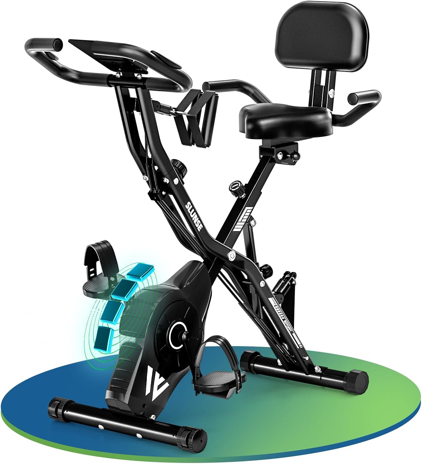 Detalle de SLUNSE 5-in-1 Quiet Folding Exercise Bike with 16-Level Magnetic Resistance
