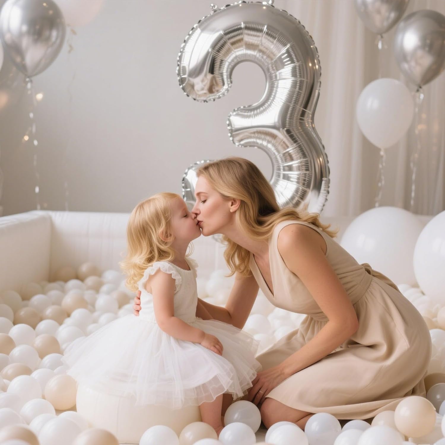 Thumbnail 3 de GOGOSO 100 Phthalate-Free & BPA-Free Plastic Ball Pit Balls (2.17 in) — White, Beige & Transparent