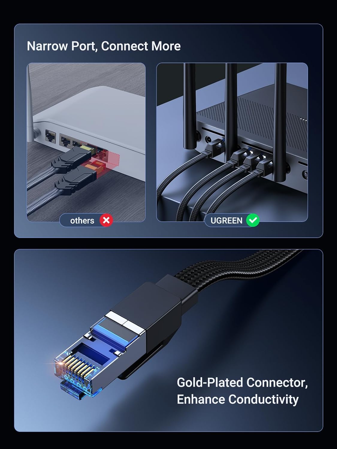 Thumbnail 6 de UGREEN Ethernet Cable 10M Cat 8: Flat, 40Gbps, 2000MHz – braided RJ45 LAN lead