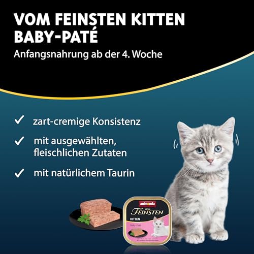 Detalle de Animonda Vom Feinsten Kitten Baby‑Paté – Nassfutter für Kätzchen von der 4. bis zur 16. Woche (32 x 100 g)