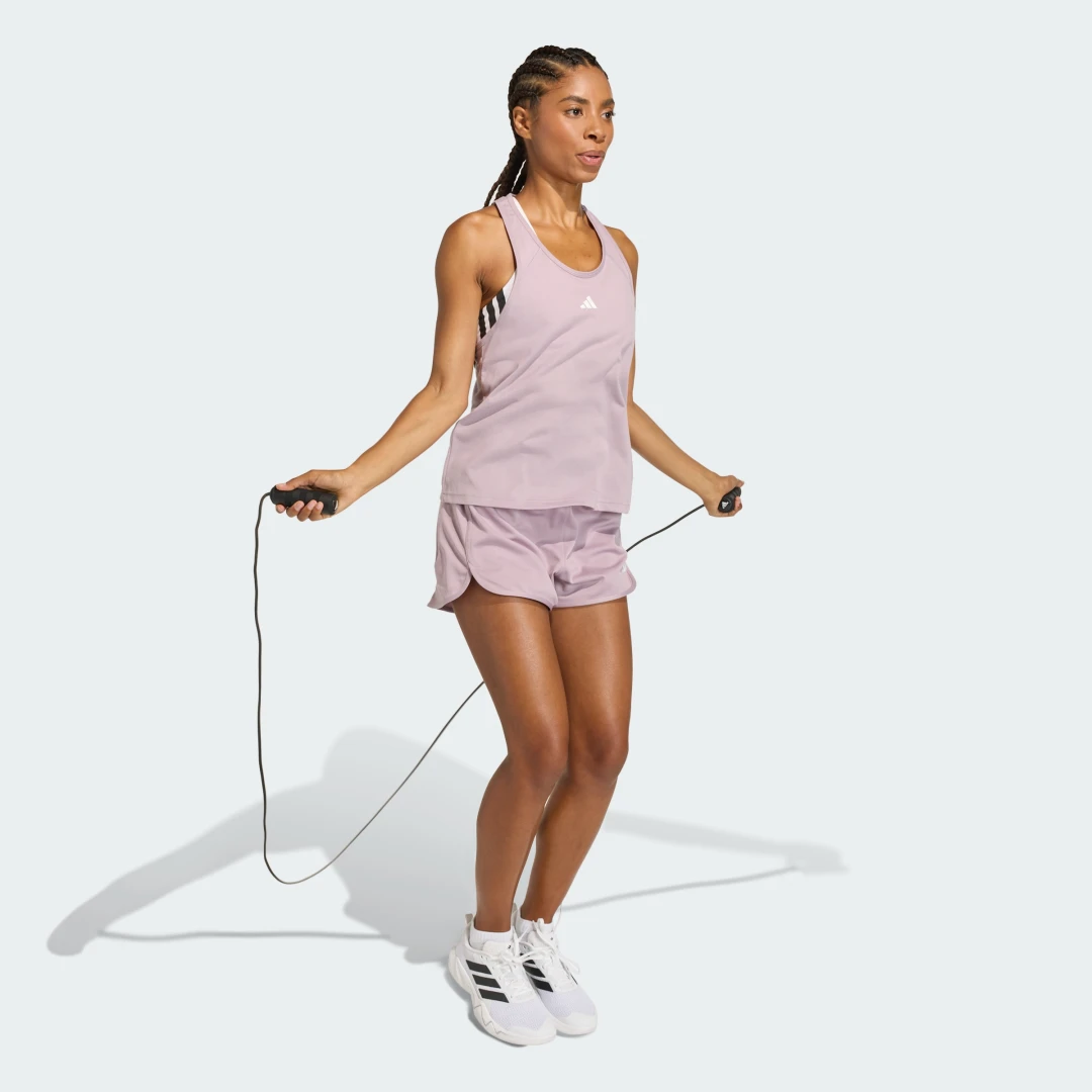 Detalle de Pantalón corto Pacer Essentials Knit High-Rise de Adidas – color violeta