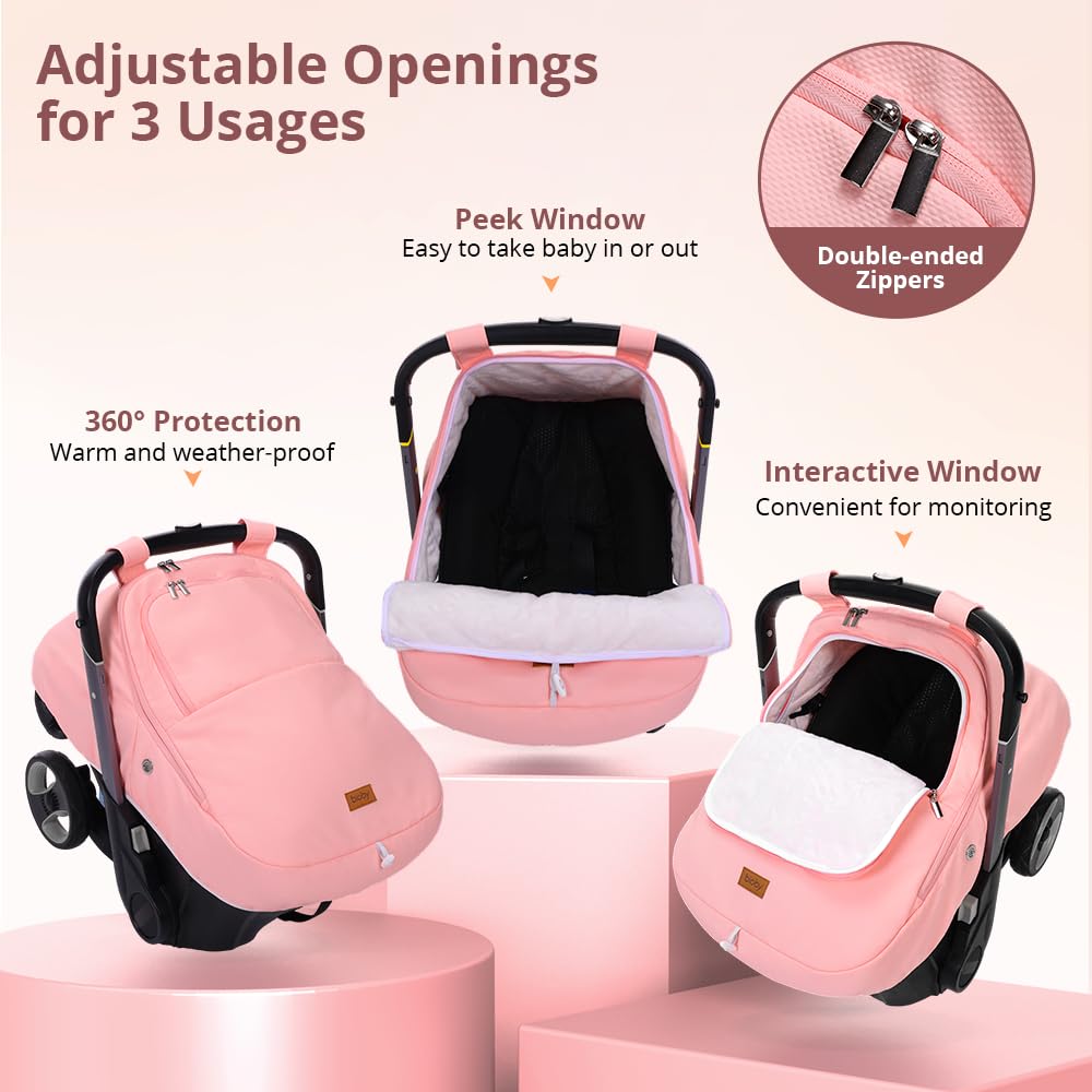 Thumbnail 4 de Bioby Winter Baby Car Seat Cover, Pink, Waterproof with Fleece Lining